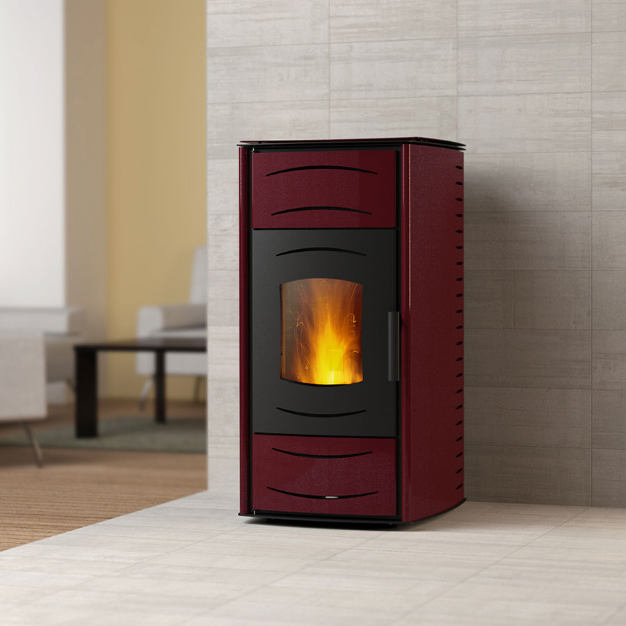 Камина на пелети с водна риза MBS Thermo PELLET WiFi 20kW, бордо