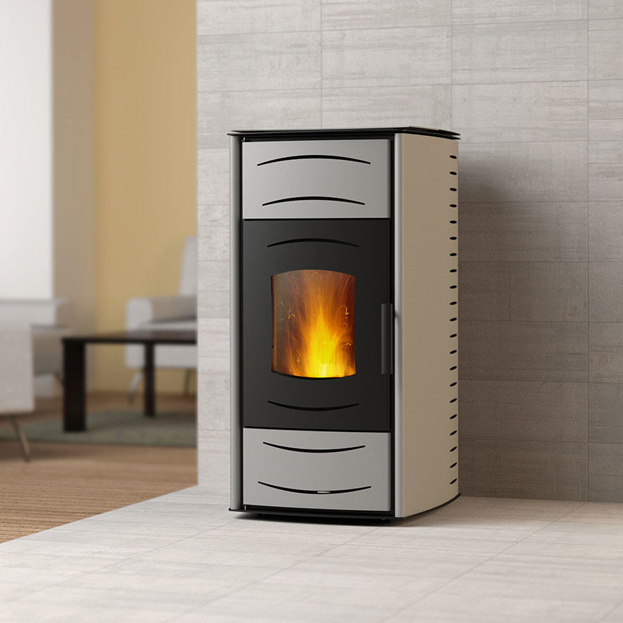 Камина на пелети с водна риза MBS Thermo PELLET WiFi 20kW, сива