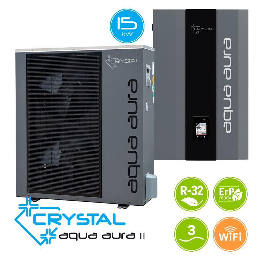 Инверторна термопомпа въздух-вода Crystal Aqua Aura II 15S, 15 kW, трифазна