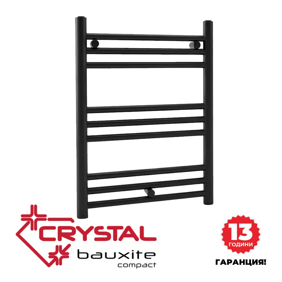 Алуминиева водна лира за баня Crystal BAUXITE Compact, черен мат, 551 W, 360x1000 mm