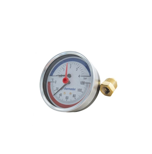 Thermador, термоманометър аксиален 20-120C 0-4bar ф80 1/2″ @A