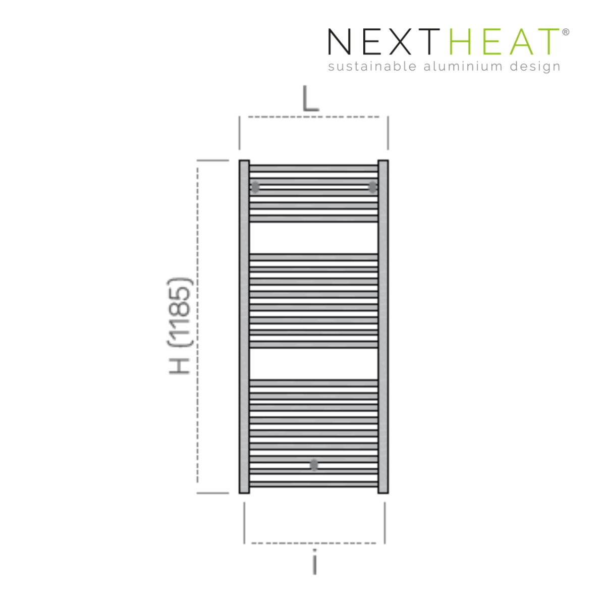 NextHeat, лира за баня, алуминиева AQUADOME 1185/450, черен текстуриран (*)