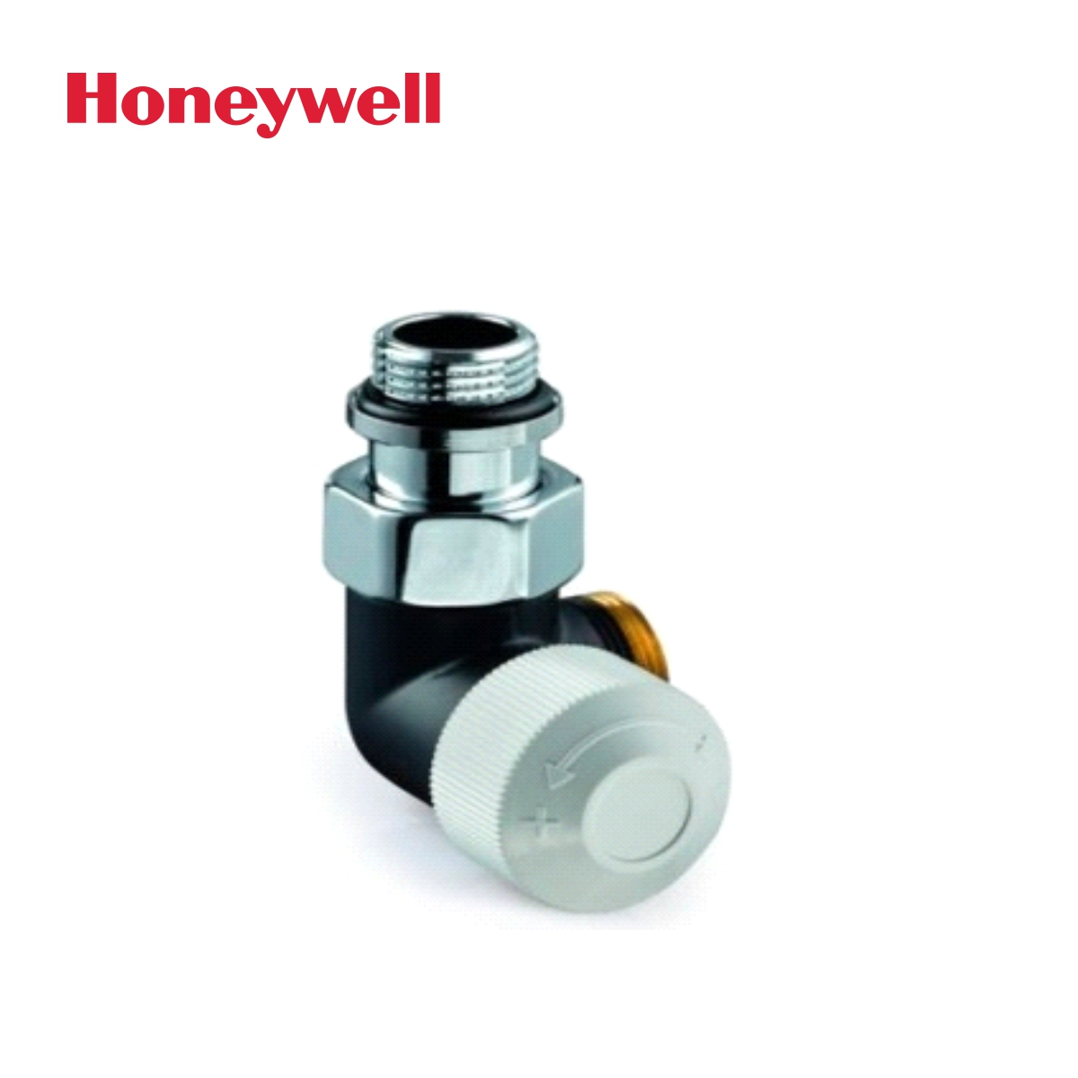 Honeywell, термостатен радиаторен вентил Thera Design, черен, двойно ъглов, ляв с резба M24x19-1/2″