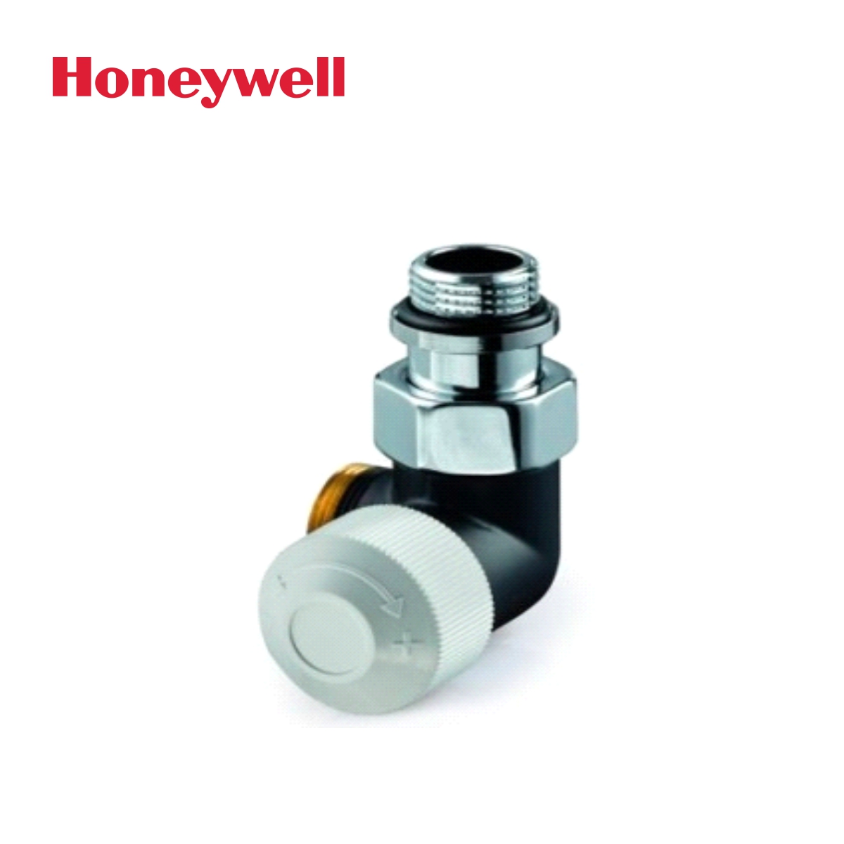 Honeywell, термостатен рад. вентил Thera Design, черен, двойно ъглов, десен с резба M24x19-1/2″
