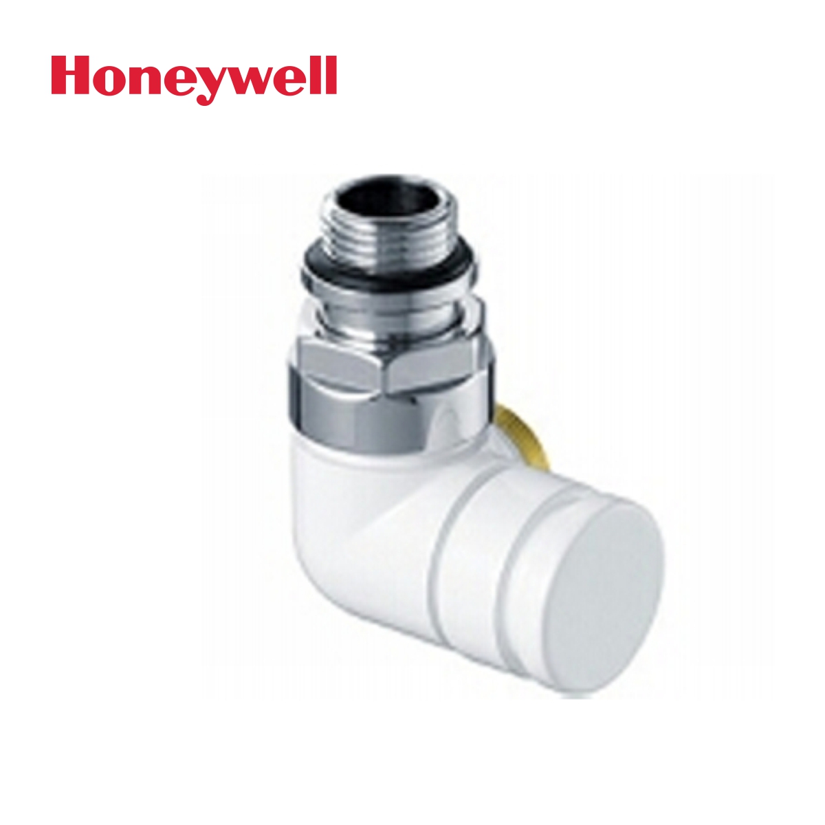 Honeywell, секретен радиаторен вентил Verafix, бял, двойно ъглов, ляв с резба M24x19 -1/2″