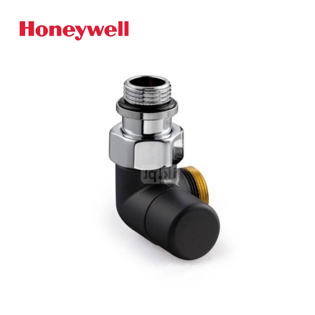 Honeywell, секретен радиаторен вентил Verafix, черен, двойно ъглов, ляв с резба M24x19 -1/2″