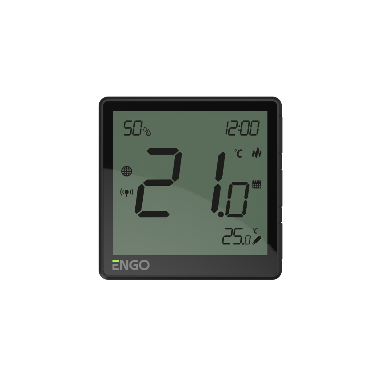 ENGO, жичен цифров термостат Smart със ZigBee комуникация, измерва и влажност, черен