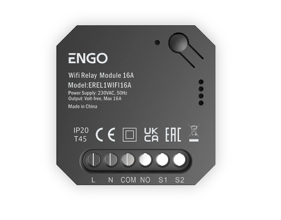 ENGO, смарт реле, 1х16А безнапреженов NO-COM или 230VAC