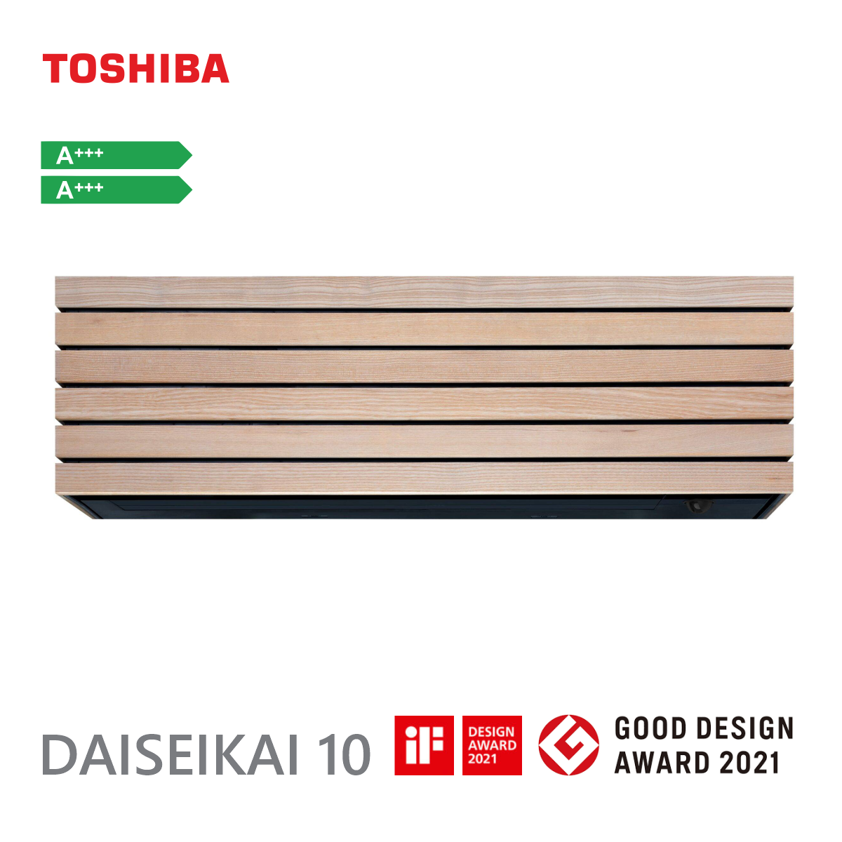 Toshiba, вътрешно тяло на инверторен климатик Daiseikai 10 Wood 13000 BTU Wi Fi (мултисплит)