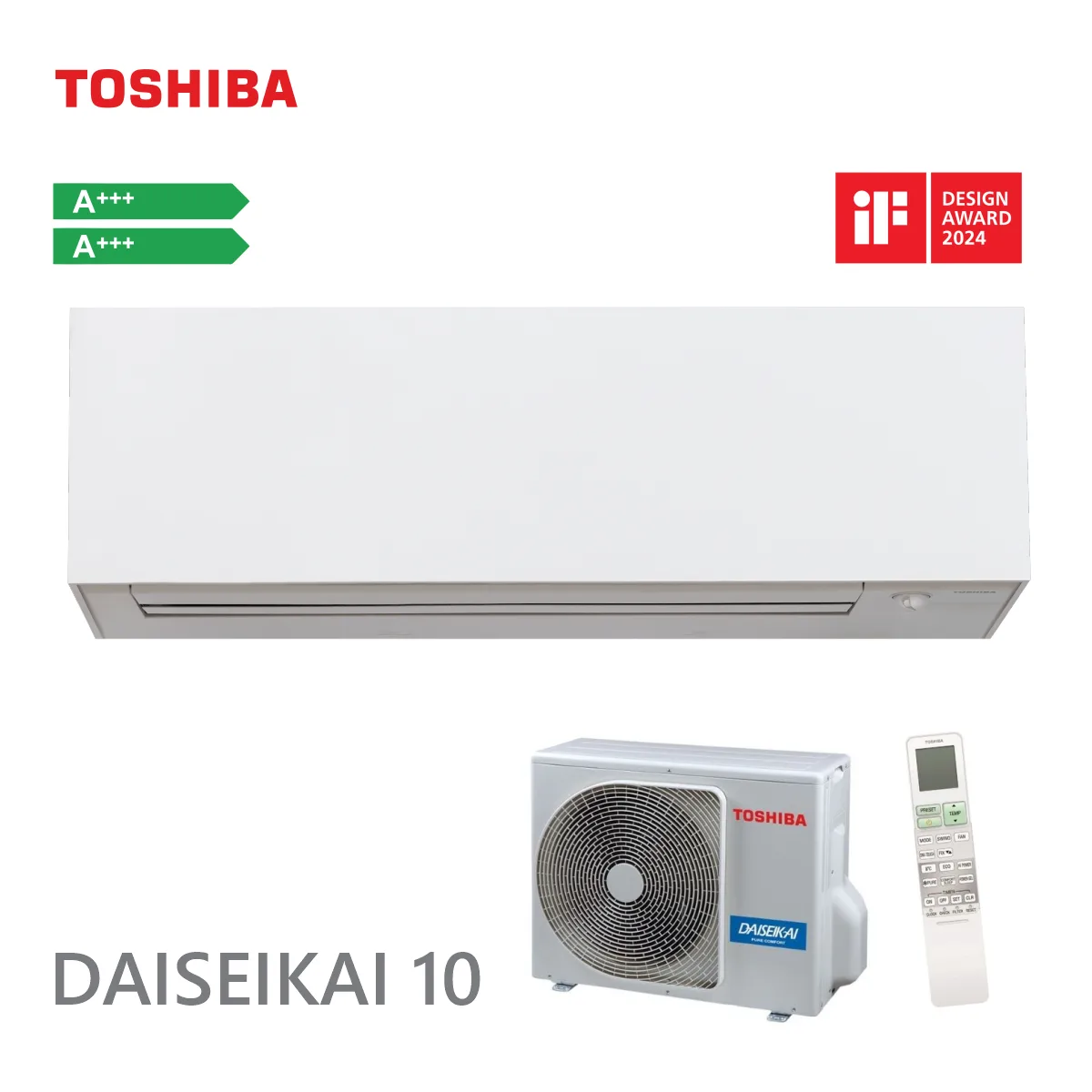 Toshiba, инверторен климатик Daiseikai 10 White 10000 BTU Wi Fi (*)