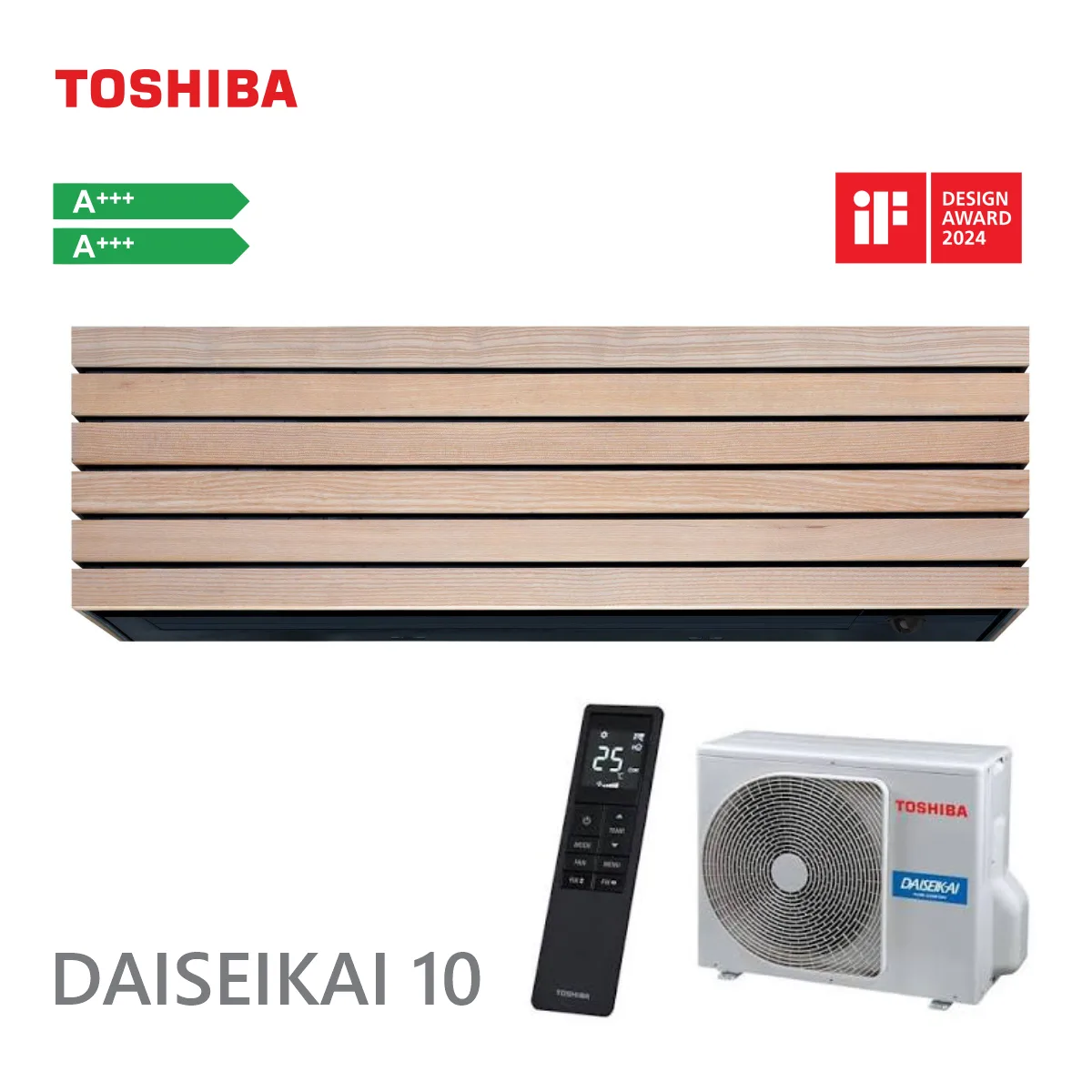 Toshiba, инверторен климатик Daiseikai 10 Wood 10000 BTU Wi Fi (*)